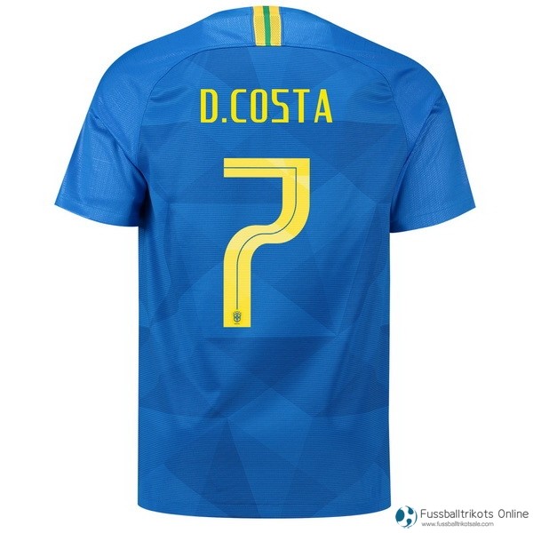 Brasilien Trikot Auswarts D.Costa 2018 Blau Fussballtrikots Günstig